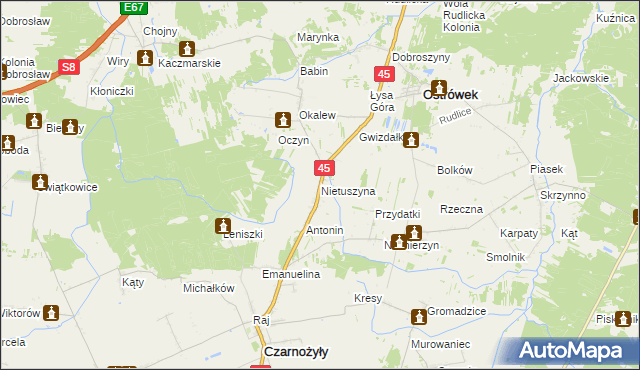 mapa Nietuszyna, Nietuszyna na mapie Targeo