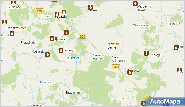 mapa Niewino Borowe, Niewino Borowe na mapie Targeo