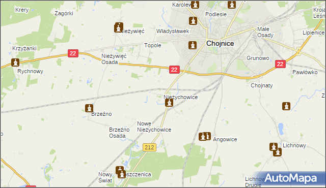 mapa Nieżychowice, Nieżychowice na mapie Targeo