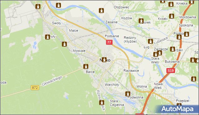mapa Nisko, Nisko na mapie Targeo