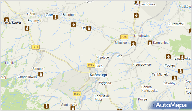mapa Niżatyce, Niżatyce na mapie Targeo