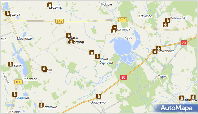 mapa Nowa Dąbrowa gmina Stara Dąbrowa, Nowa Dąbrowa gmina Stara Dąbrowa na mapie Targeo