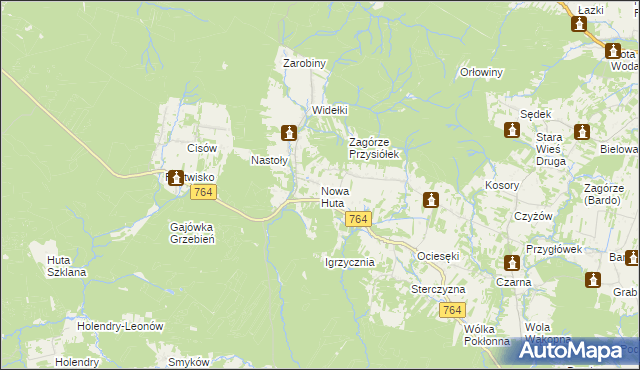 mapa Nowa Huta gmina Raków, Nowa Huta gmina Raków na mapie Targeo