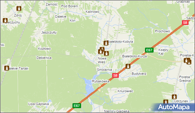 mapa Nowa Wieś gmina Brańszczyk, Nowa Wieś gmina Brańszczyk na mapie Targeo