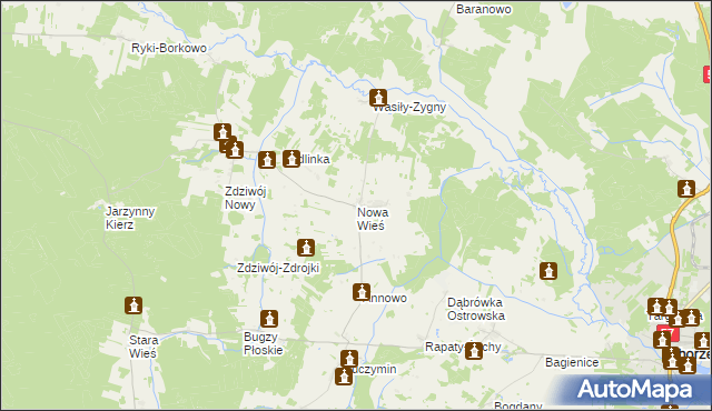 mapa Nowa Wieś gmina Chorzele, Nowa Wieś gmina Chorzele na mapie Targeo