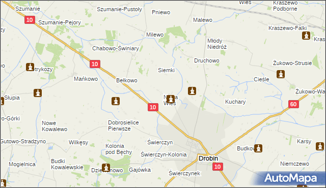 mapa Nowa Wieś gmina Drobin, Nowa Wieś gmina Drobin na mapie Targeo