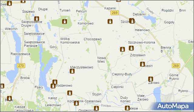 mapa Nowa Wieś gmina Izbica Kujawska, Nowa Wieś gmina Izbica Kujawska na mapie Targeo