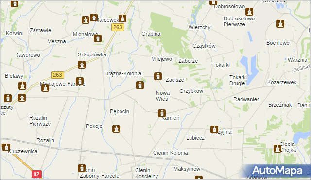 mapa Nowa Wieś gmina Słupca, Nowa Wieś gmina Słupca na mapie Targeo