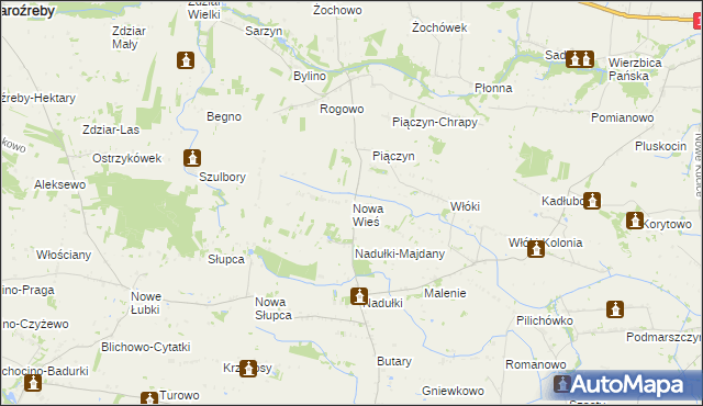 mapa Nowa Wieś gmina Staroźreby, Nowa Wieś gmina Staroźreby na mapie Targeo