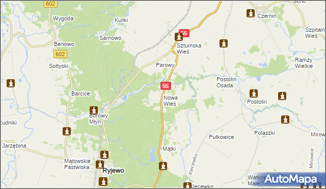 mapa Nowa Wieś gmina Sztum, Nowa Wieś gmina Sztum na mapie Targeo