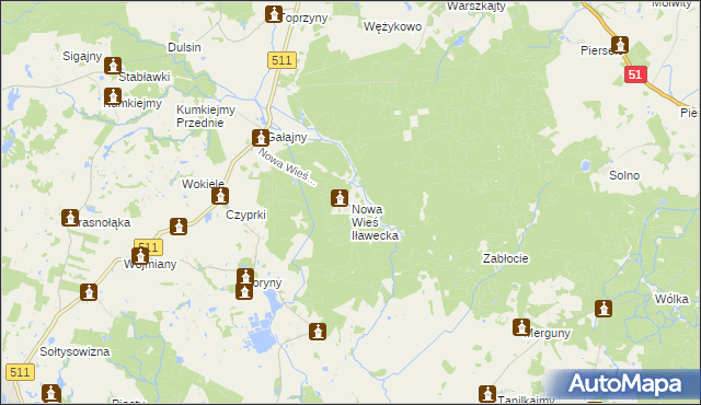 mapa Nowa Wieś Iławecka, Nowa Wieś Iławecka na mapie Targeo