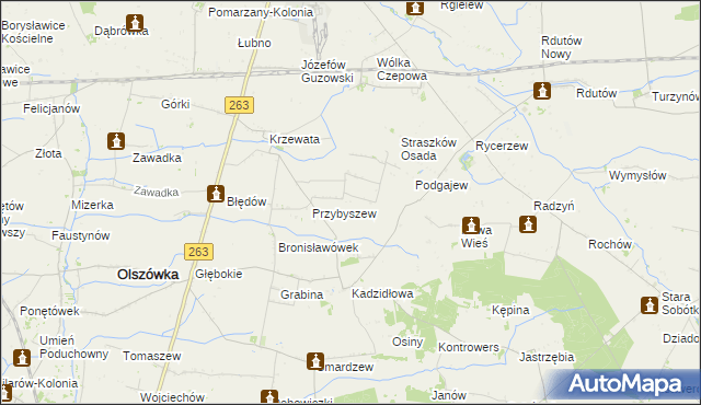 mapa Nowa Wioska gmina Olszówka, Nowa Wioska gmina Olszówka na mapie Targeo