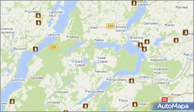 mapa Nowe Czaple gmina Stężyca, Nowe Czaple gmina Stężyca na mapie Targeo