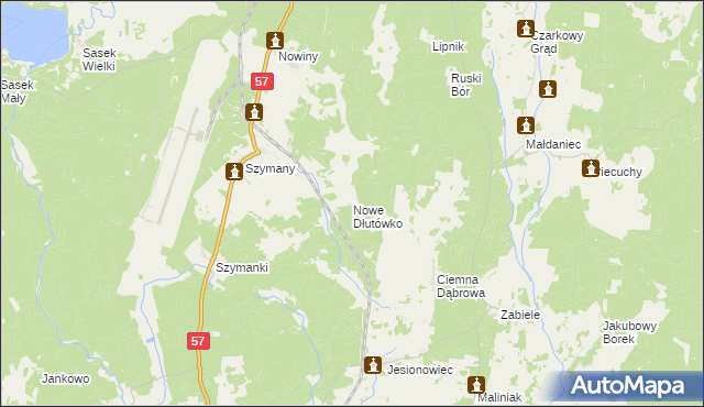 mapa Nowe Dłutówko, Nowe Dłutówko na mapie Targeo