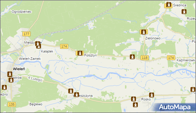mapa Nowe Dwory gmina Wieleń, Nowe Dwory gmina Wieleń na mapie Targeo