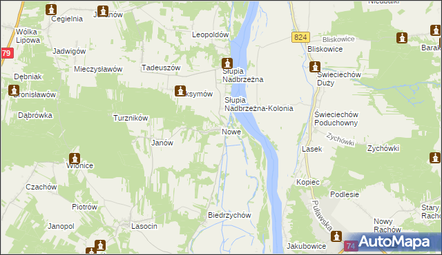 mapa Nowe gmina Ożarów, Nowe gmina Ożarów na mapie Targeo