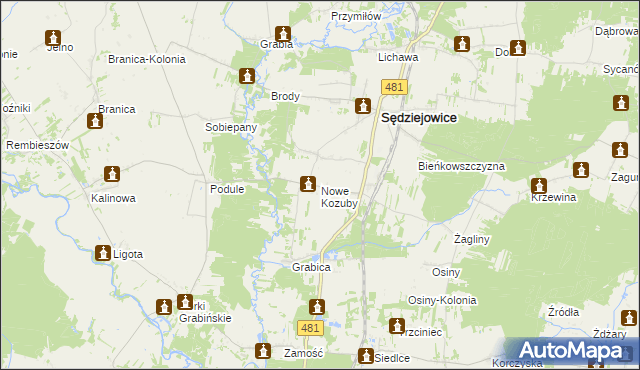 mapa Nowe Kozuby, Nowe Kozuby na mapie Targeo