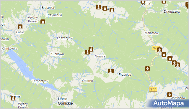 mapa Nowica gmina Uście Gorlickie, Nowica gmina Uście Gorlickie na mapie Targeo