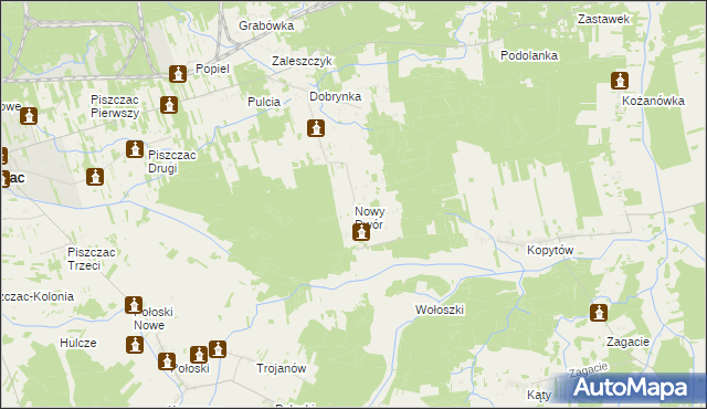 mapa Nowy Dwór gmina Piszczac, Nowy Dwór gmina Piszczac na mapie Targeo