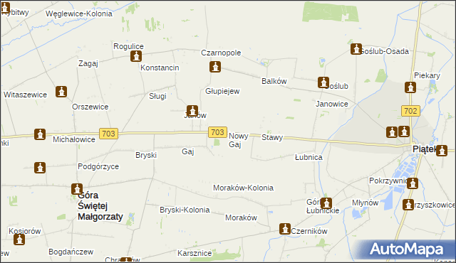 mapa Nowy Gaj gmina Góra Świętej Małgorzaty, Nowy Gaj gmina Góra Świętej Małgorzaty na mapie Targeo
