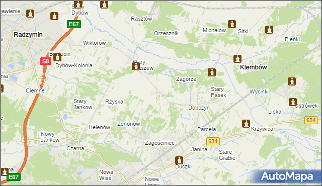 mapa Nowy Kraszew, Nowy Kraszew na mapie Targeo