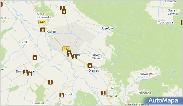 mapa Nowy Olesiec, Nowy Olesiec na mapie Targeo