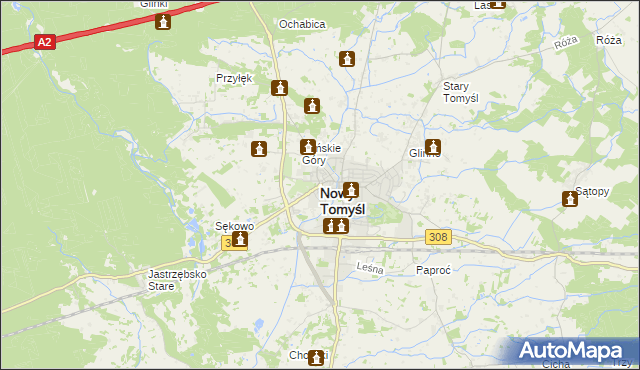 mapa Nowy Tomyśl, Nowy Tomyśl na mapie Targeo