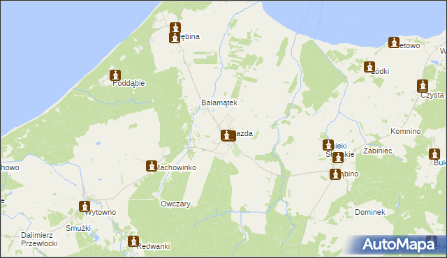 mapa Objazda gmina Ustka, Objazda gmina Ustka na mapie Targeo
