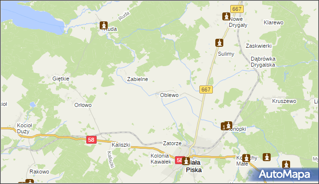 mapa Oblewo, Oblewo na mapie Targeo