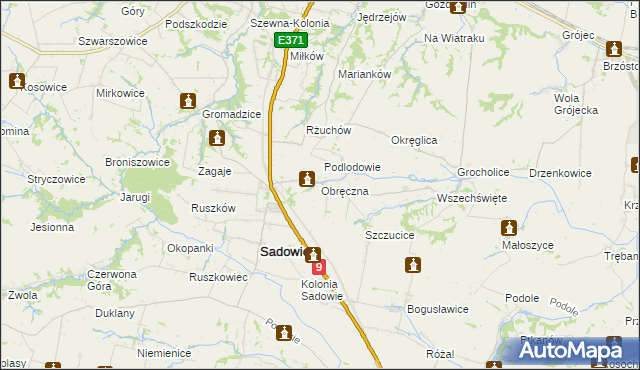 mapa Obręczna, Obręczna na mapie Targeo