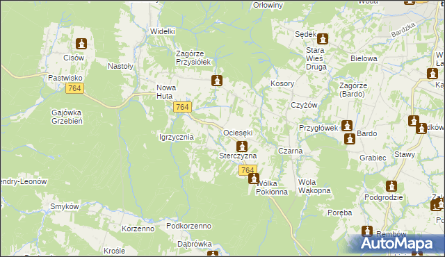 mapa Ociesęki, Ociesęki na mapie Targeo