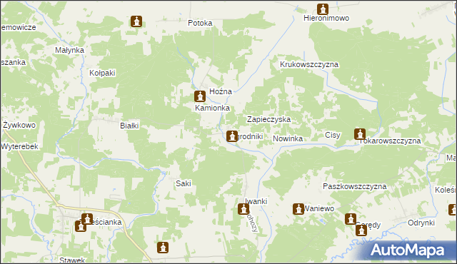 mapa Ogrodniki gmina Narew, Ogrodniki gmina Narew na mapie Targeo