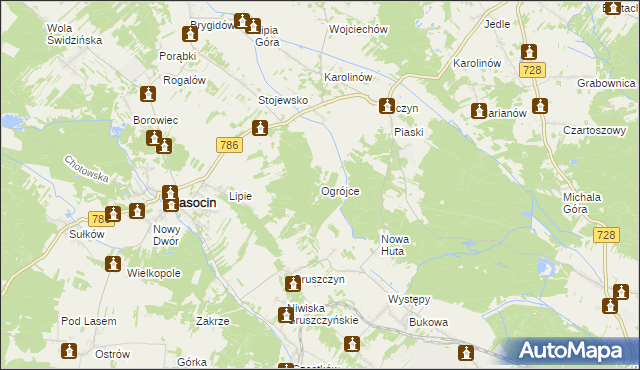 mapa Ogrójce, Ogrójce na mapie Targeo