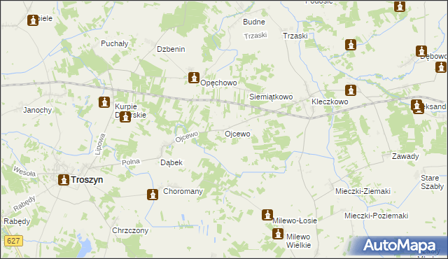mapa Ojcewo, Ojcewo na mapie Targeo
