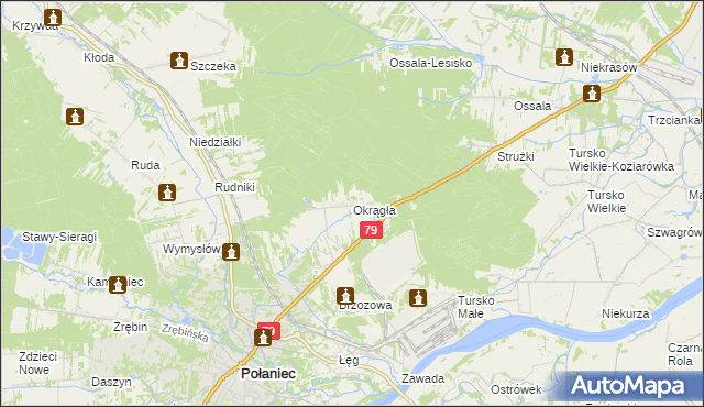mapa Okrągła, Okrągła na mapie Targeo
