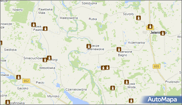 mapa Okrągłe gmina Jeleniewo, Okrągłe gmina Jeleniewo na mapie Targeo