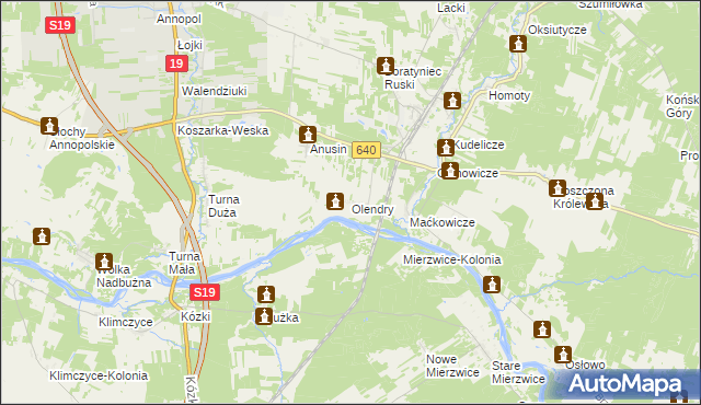 mapa Olendry gmina Siemiatycze, Olendry gmina Siemiatycze na mapie Targeo