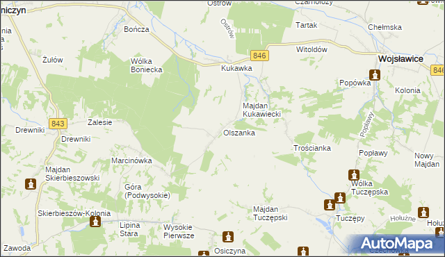 mapa Olszanka gmina Kraśniczyn, Olszanka gmina Kraśniczyn na mapie Targeo