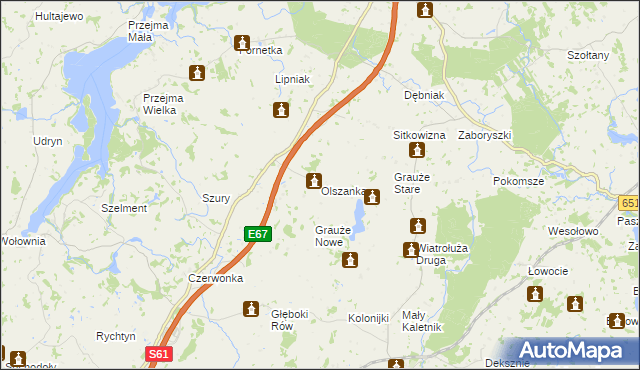 mapa Olszanka gmina Szypliszki, Olszanka gmina Szypliszki na mapie Targeo