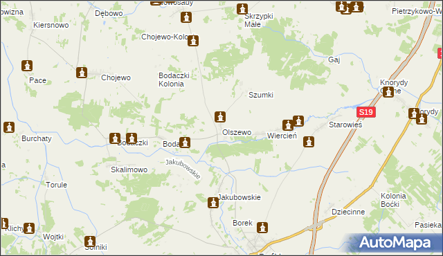 mapa Olszewo gmina Boćki, Olszewo gmina Boćki na mapie Targeo