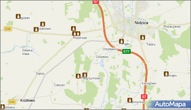 mapa Olszewo gmina Nidzica, Olszewo gmina Nidzica na mapie Targeo