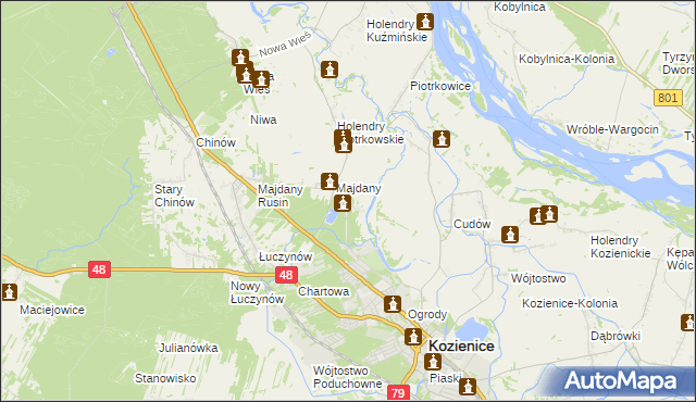 mapa Opatkowice gmina Kozienice, Opatkowice gmina Kozienice na mapie Targeo