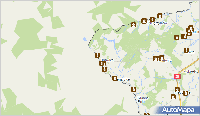 mapa Opawica, Opawica na mapie Targeo