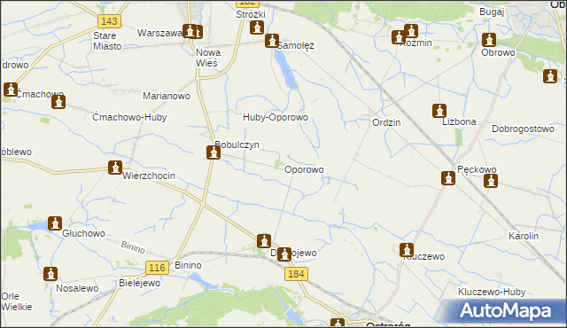 mapa Oporowo gmina Ostroróg, Oporowo gmina Ostroróg na mapie Targeo