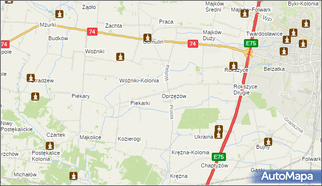 mapa Oprzężów, Oprzężów na mapie Targeo
