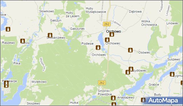 mapa Orchówek gmina Orchowo, Orchówek gmina Orchowo na mapie Targeo