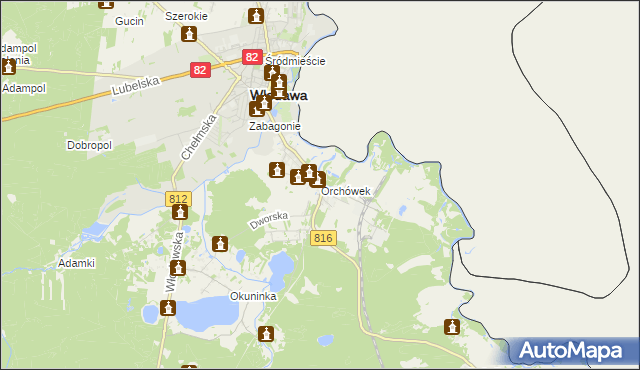mapa Orchówek gmina Włodawa, Orchówek gmina Włodawa na mapie Targeo