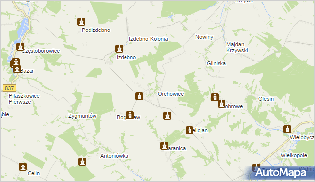 mapa Orchowiec, Orchowiec na mapie Targeo