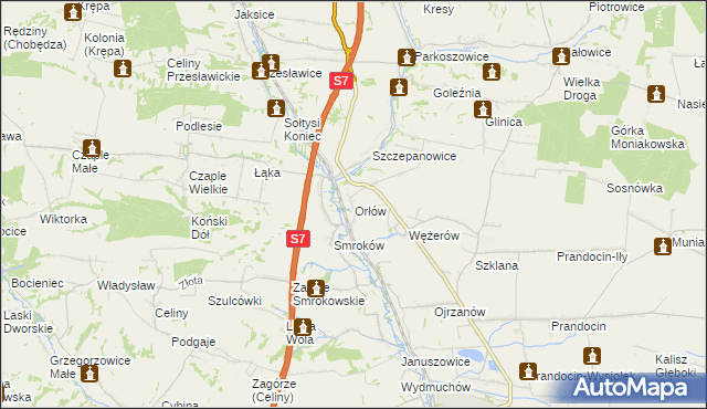 mapa Orłów gmina Słomniki, Orłów gmina Słomniki na mapie Targeo