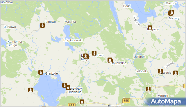 mapa Orłowo gmina Wydminy, Orłowo gmina Wydminy na mapie Targeo